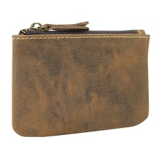 Full Grain Leather Card Cash Coin Zipper Holder B195.DS