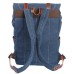 Hiking Sport Cowhide Leather Cotton Canvas Backpack C16.BLU