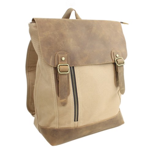 Sport Cowhide Leather Canvas Backpack C20. KK