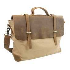 Casual Style Cowhide Leather Cotton Canvas Messenger Bag C41.KK