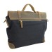 Casual Style Cowhide Leather Cotton Canvas Messenger Bag C41. BLK