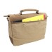 Casual Style Cowhide Leather Cotton Canvas Laptop Bag C43.Khaki