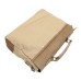 Casual Style Cowhide Leather Cotton Canvas Laptop Bag C43.Khaki