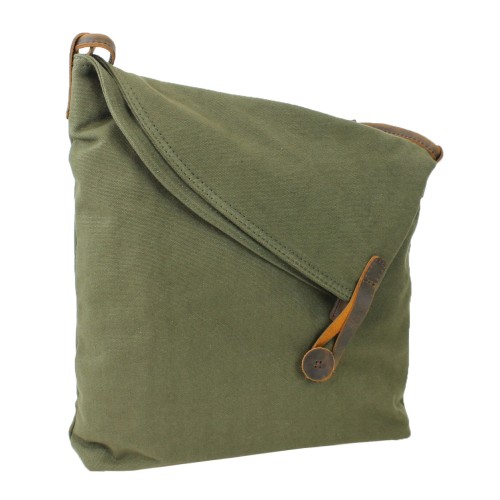 Casual Style Cotton Canvas Cross Body Shoulder Bag C45. Green