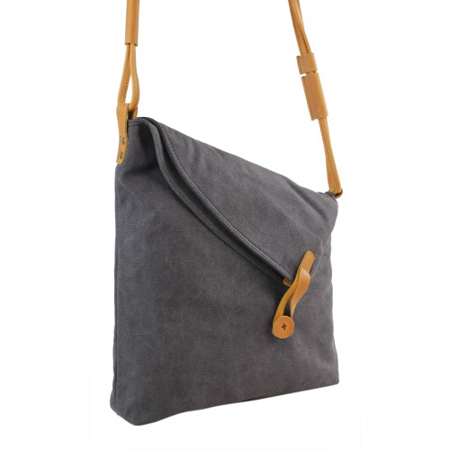 Casual Style Cotton Canvas CrossBody Shoulder Bag C45.GRY