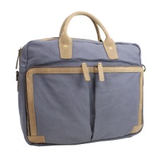 Casual Style Cotton Canvas Large Messenger Laptop Bag C47.Blue Grey