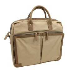 Casual Style Cotton Canvas Large Messenger Laptop Bag C47. Khaki