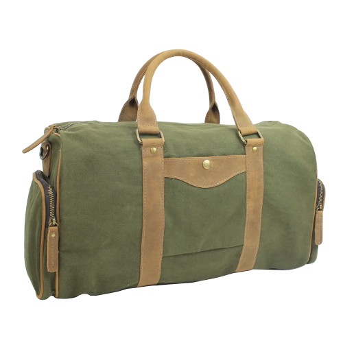 Classic Small Canvas Carry On Duffle Bag CD01. Green