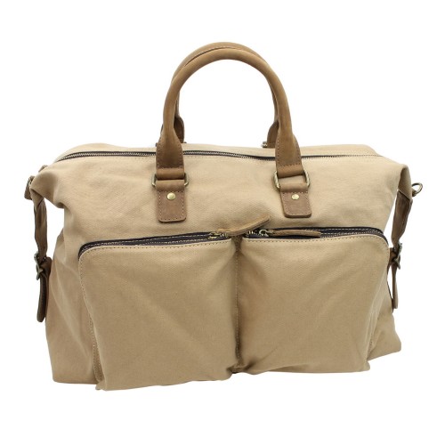 Classic Canvas Over Night Travel Bag CD02. Khaki