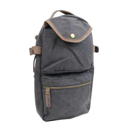 Slim Long Shape Cotton Canvas Backpack CK06.Grey