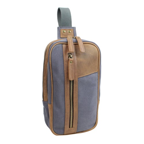 Dual Compartments Cotton Canvas Travel Chest Pack CK86.Blue Grey