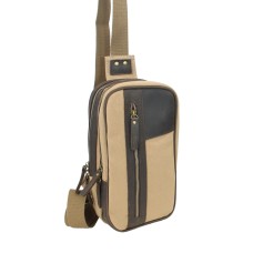 Dual Compartments Cotton Canvas Travel Chest Pack CK86.Khaki