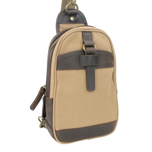 Cotton Canvas Chest Pack Travel Bag CK88.Khaki