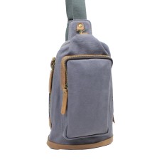 Cotton Canvas Chest Pack Travel Bag CK89.Blue Grey