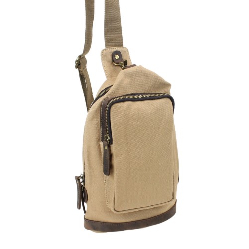 Cotton Canvas Chest Pack Travel Bag CK89.Khaki