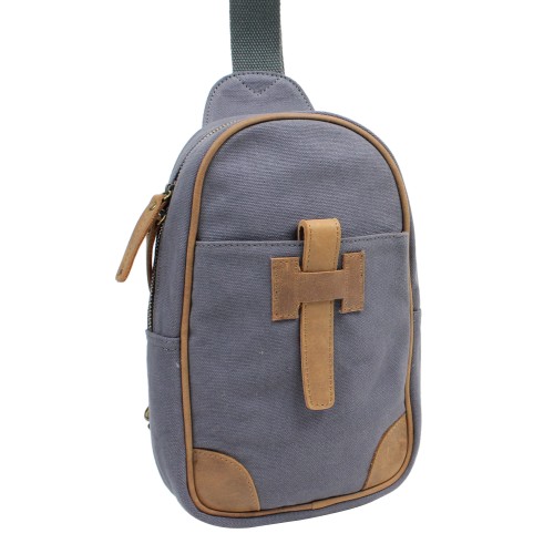 Cotton Canvas Chest Pack Travel Bag CK90.Blue Grey