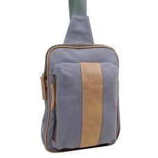 Cotton Canvas Chest Pack Travel Bag CK91.Blue Grey