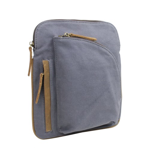 Cotton Canvas Chest Pack Travel Bag CK92.Blue Grey