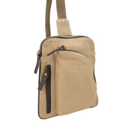 Cotton Canvas Chest Pack Travel Bag CK92.Khaki