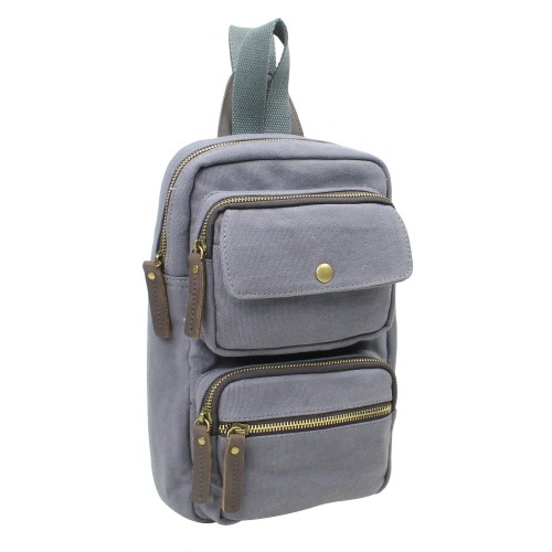 Cotton Canvas Chest Pack Travel Bag CK94.Blue Grey