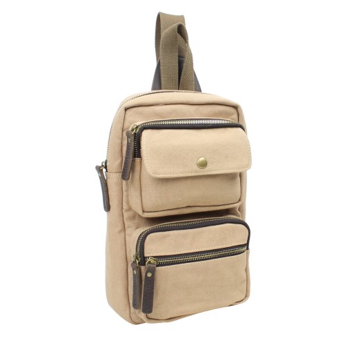 Cotton Canvas Chest Pack Travel Bag CK94.Khaki