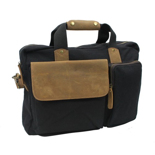 Casual Style Canvas Laptop Messenger Bag CM01.Black