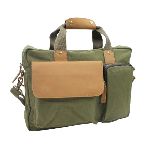 Casual Style Canvas Laptop Messenger Bag CM01.Green