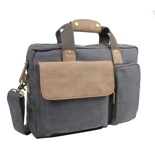 Casual Style Canvas Laptop Messenger Bag CM01.Grey