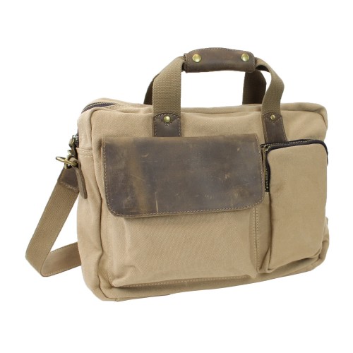 Casual Style Canvas Laptop Messenger Bag CM01.Khaki