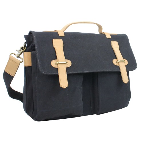 Casual Style Canvas Laptop Messenger Bag CM03.BLK