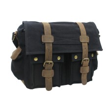 Classic Canvas Messenger Bag CM09. Black