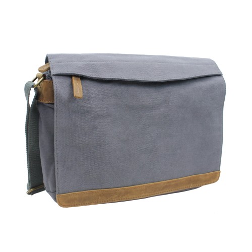 Casual Style Canvas Messenger Bag CM13. Blue Grey