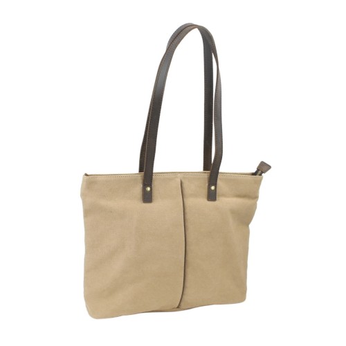 Casual Style Canvas Shoulder Tote CM14.Khaki