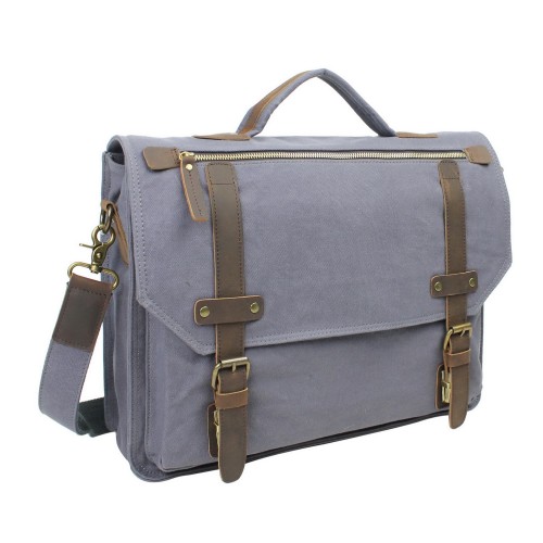 Classic Canvas Laptop Messenger Bag CM18.Blue Grey