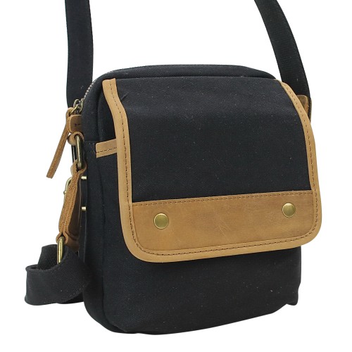 Vintage Cotton Canvas Small Shoulder Bag CS11.BLK