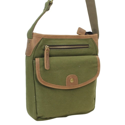 Vintage Cotton Canvas Shoulder Bag CS12.GRN