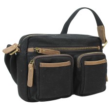 Vintage Cotton Canvas Small Messenger Shoulder Bag CS14.BLK