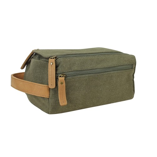 Cotton Canvas Travel Toiletry Bag CT02.GRN