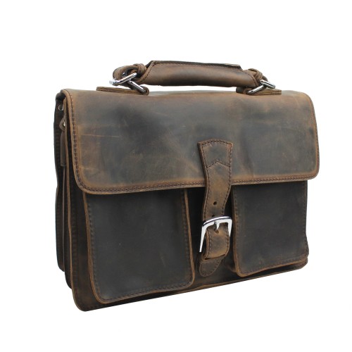 Medium Leather Briefcase L39.Dark Vintage