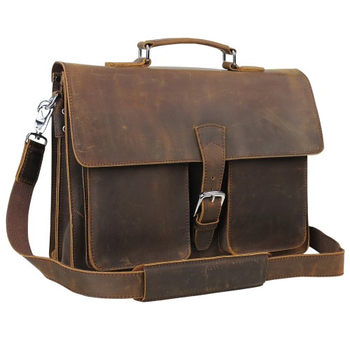 Cowhide Leather Pro Briefcase L64. Dark Distress 