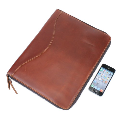 Large Leather Portofolio Document Folder LH08.Reddish Brown