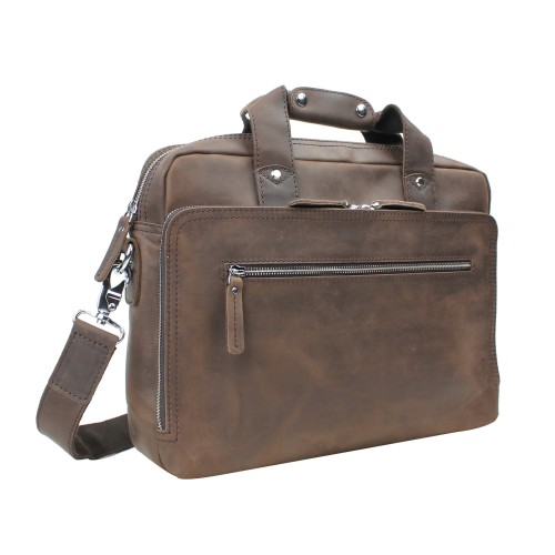 Classic Medium Full Grain Leather Messenger Laptop Bag LM20.Distress