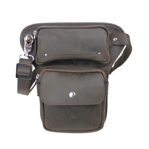 Full Grain Leather Waist Leg Sport Bag LW10.DB