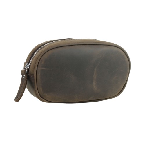 Full Grain Leather Small Oval Shape Waist Bag LW14.DB