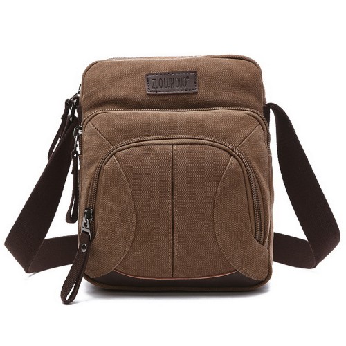 M.G. Canvas Shoulder Messenger Bag mu5067. Coffee