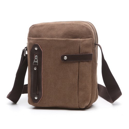 M.G. Canvas Shoulder Messenger Bag mu8162. Coffee