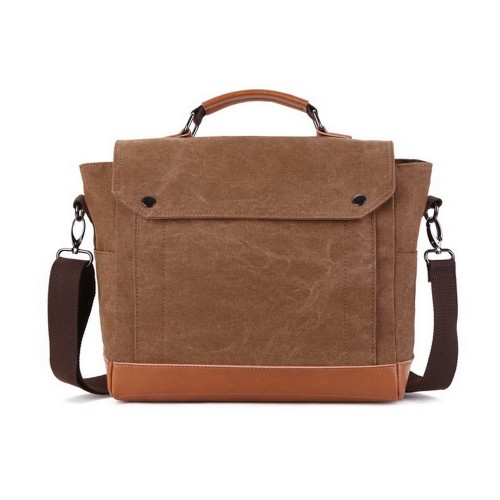 M.G. Canvas Shoulder Messenger Bag mu8180. Coffee