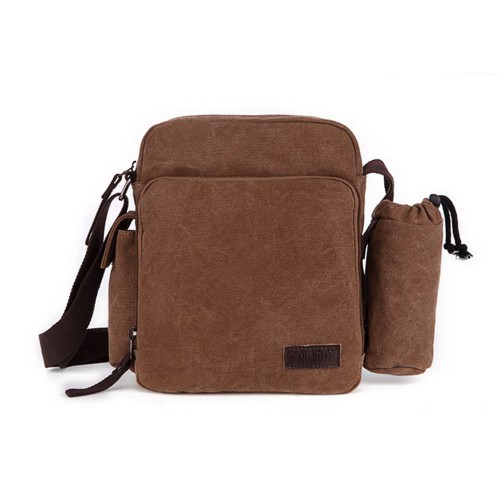 M.G. Canvas Shoulder Messenger Bag mu8570. Coffee