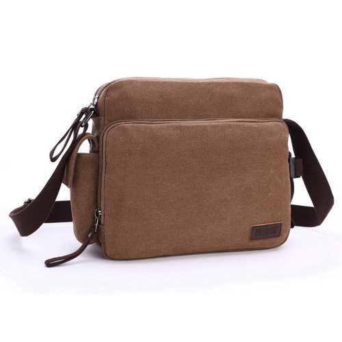 M.G. Canvas Shoulder Messenger Bag mu8571. Coffee