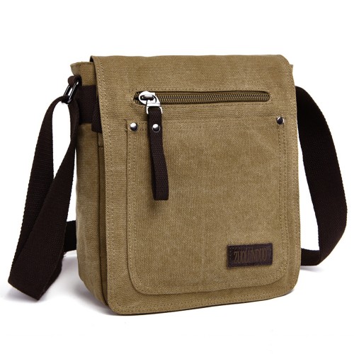 M.G. Canvas Shoulder Messenger Bag mu8572. Khaki